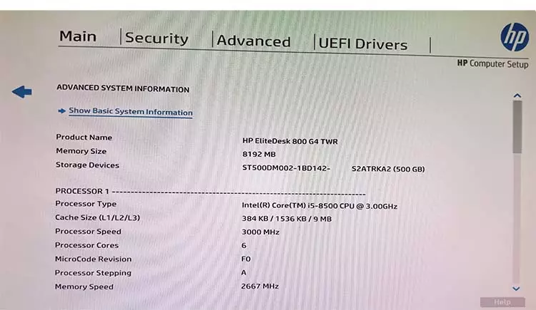 BIOS System Information