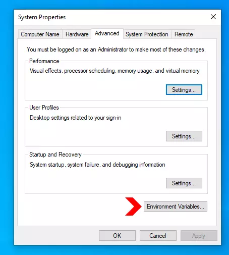 System Properties Environment Variables